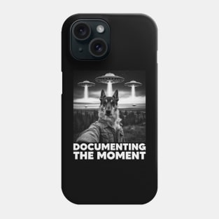 Selfie of Dog And Aliens UFO, Documenting The Moment, Funny Dog Phone Case