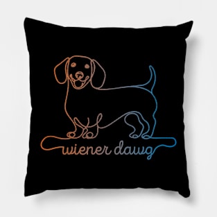 Dachshund Dog Silhouette Art | Wiener Dawg | Classic Sunset Gradient Pillow