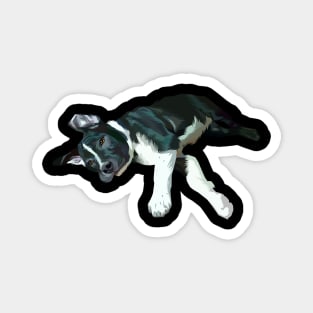 sleepy black dog-vector art Magnet