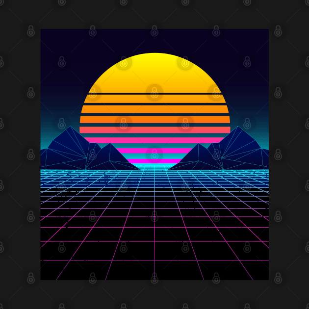 Futuristic Neon Sunset Retrowave by edmproject