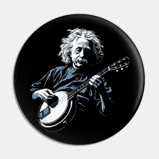 Albert Einstein Playing Banjo Funny Science Satire Pin