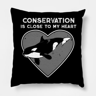 Killer Whale Conservation Heart Pillow