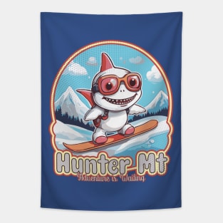 Cute Shark Skiing Hunter Mountain Tapestry