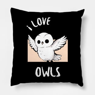 Majestic White Owl Flight - I love Owls Pillow