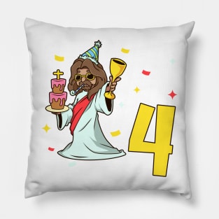 I am 4 with Jesus - kids birthday 4 years old Pillow