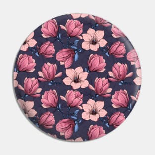 Magnolia garden in pink and blue Pin