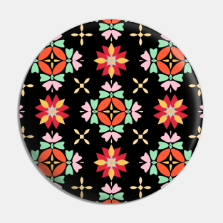 repeated pattern with colorful and illustrative flowers Pin