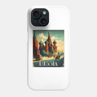 Saint Basil's Cathedral Russia Vintage Travel Art Poster Phone Case