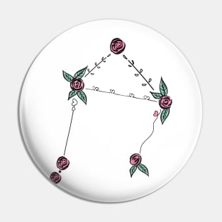 Libra Zodiac Sign Constellation Roses and Hearts Doodle Pin