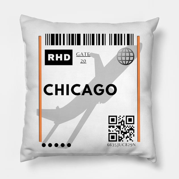 Chicago Ticket Design Pillow by Zwen Rubby