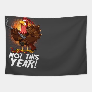 Funny Thanksgiving Mercenary Turkey Vegan Vegetarian Tapestry