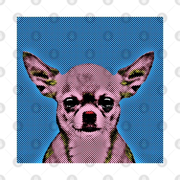 Pop Art Portrait of Chihuahua in Blue Background by luigitarini