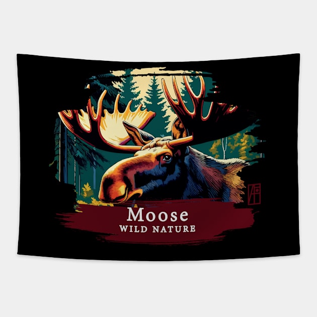 Moose- WILD NATURE - MOSE -7 Tapestry by ArtProjectShop