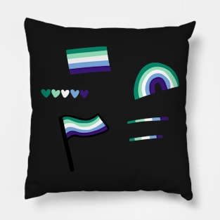 gay men flag rainbow hearts mlm Pillow