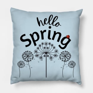 Hello Spring with Red Lady Bug Pillow