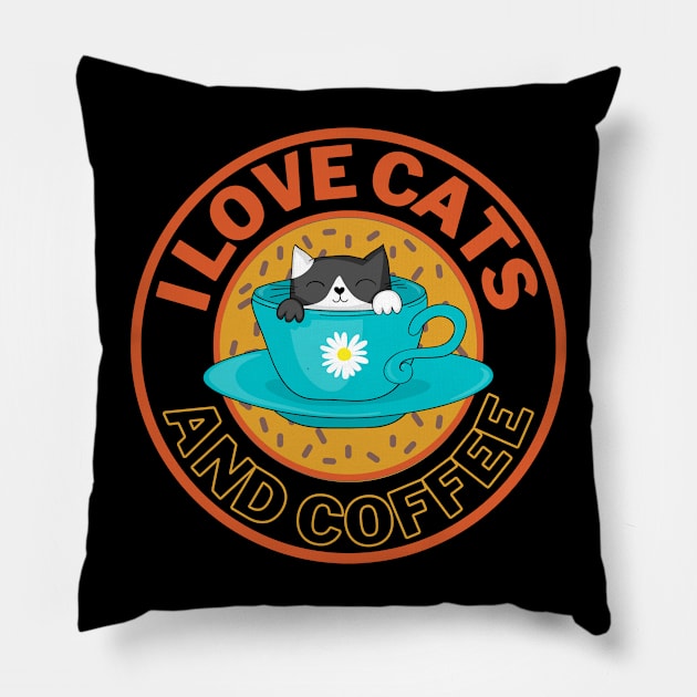 I love cats and coffee - Funny Pillow by Adisa_store