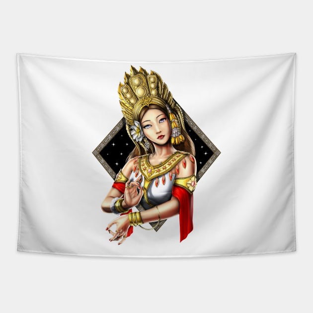 Cambodian Khmer Apsara Dancer Tapestry by underheaven