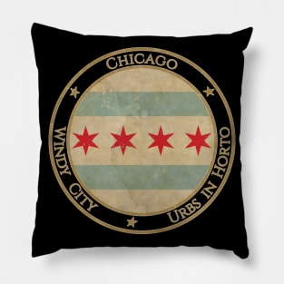 Vintage Chicago USA United States of America American Illinois State Flag Pillow