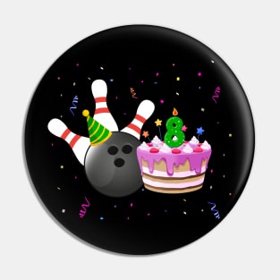 Bowling 8th Birthday Bday Party Kids 8 years Old Bowler Pin