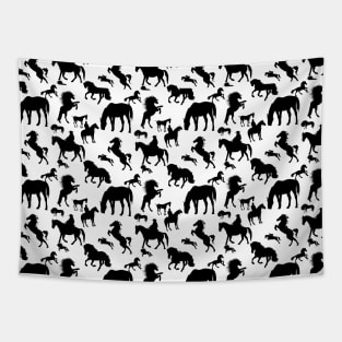 Black and White Horse Pattern Tapestry