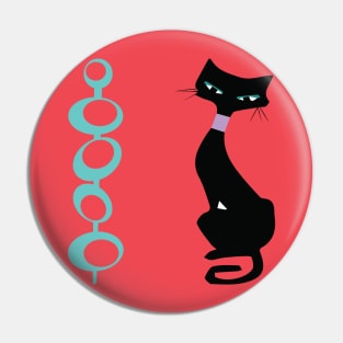 Black Cat in Atomic Age Style Pin