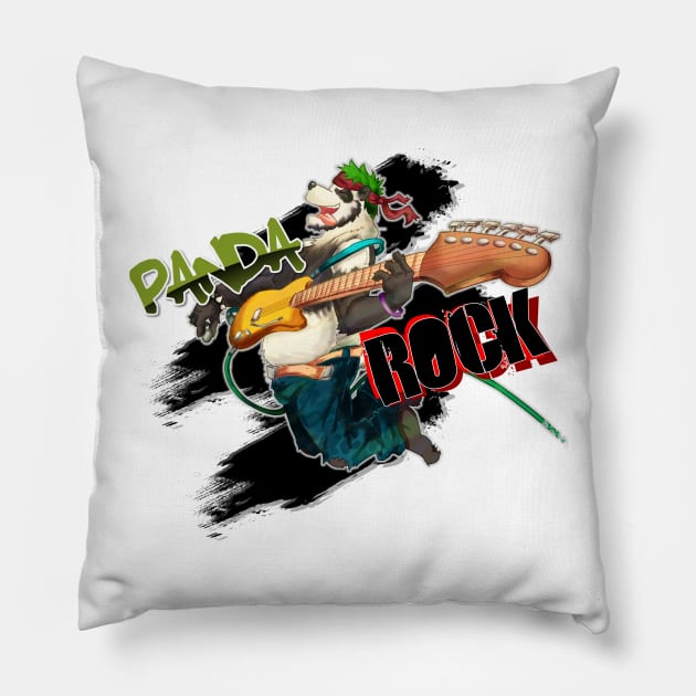 Panda Rock! Pillow by MinosArt