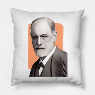 Austrian neurologist Sigmund Freud illustration Pillow