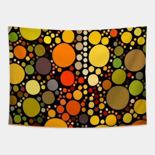 1980s  retro autumn brown green orange geometric polka dots Tapestry