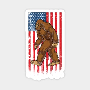 Funny Bigfoot American Flag Magnet