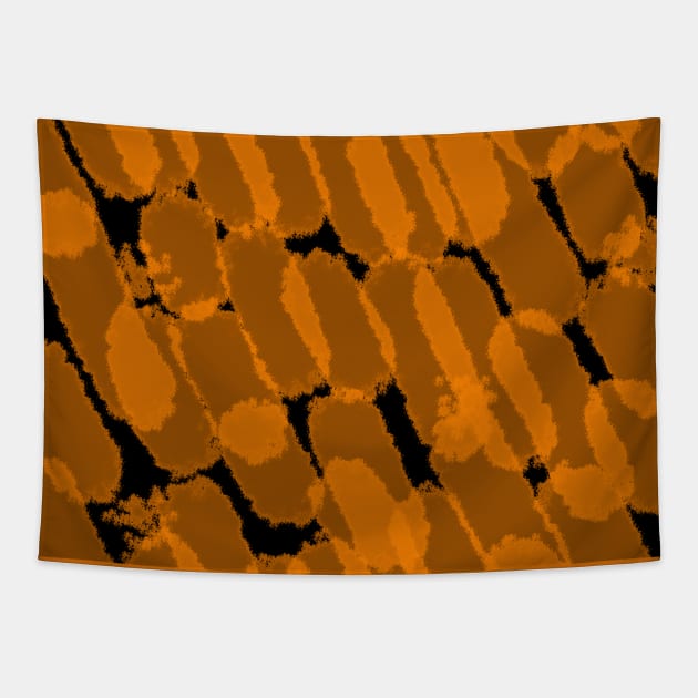 Orange abstract patterns Tapestry by jen28