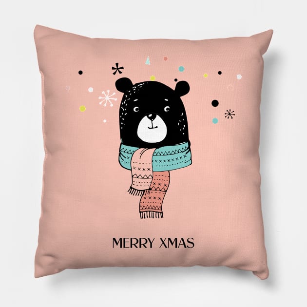Xmas Doodle - Bear Pillow by SpilloDesign