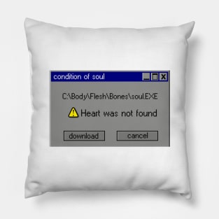 Vaporwave Classic Window Error Funny Heart Was Not Found Pillow