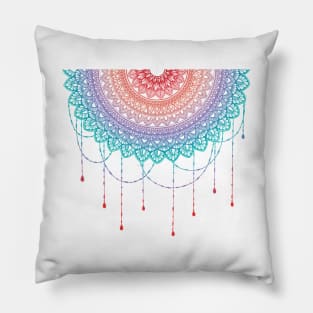 Chandelier half drop colorful mandala Pillow