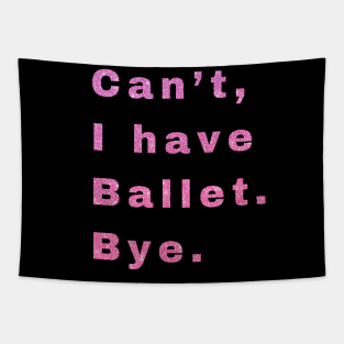 Can't, I have ballet. Bye. Tapestry