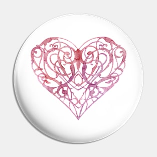 Elegant Original Hand Painted Heart Motif Pin
