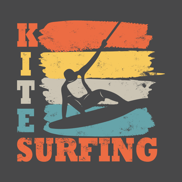 Kite surfing Kite surfer kite board retro vintage design by Lomitasu