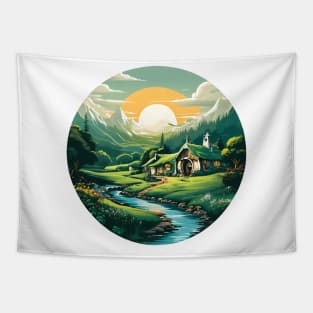 A Hobbit Hole House Tapestry