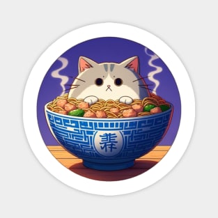 cat in a wok bowl Magnet