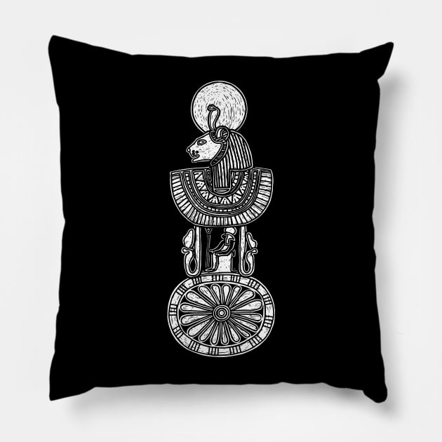 Ancient Egyptian Menat Counterweight with Sekhmet Lion Goddess Figure Pillow by LaForma