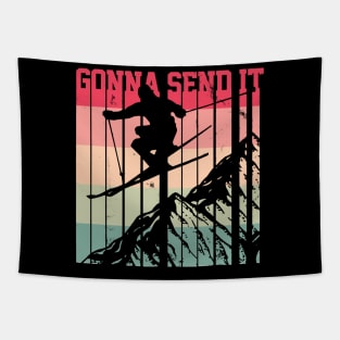 Gonna Send It Vintage Freestyle Skiing Tapestry