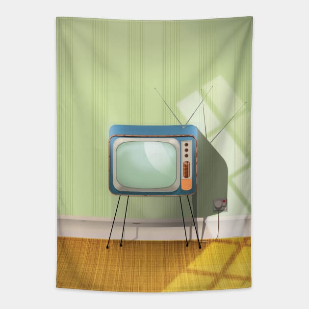 Vintage Old TV Set Tapestry by nickemporium1