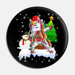 Christmas Lights Dabbing Unicorn Funny Dab Dance Unicorn Xmas Girls Women Pin