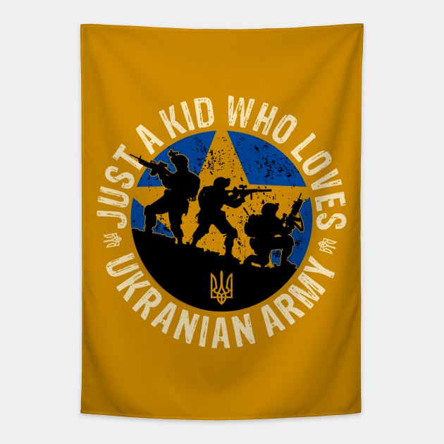 Just A kid Who Loves Ukranian Army Tapestry by Yurko_shop