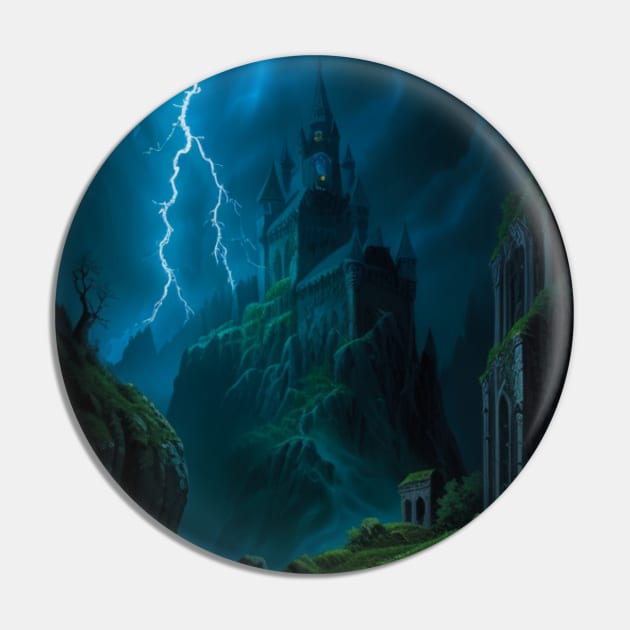 Curse of Strahd Scene - Lightning Strike on Castle Ravenloft Pin by CursedContent