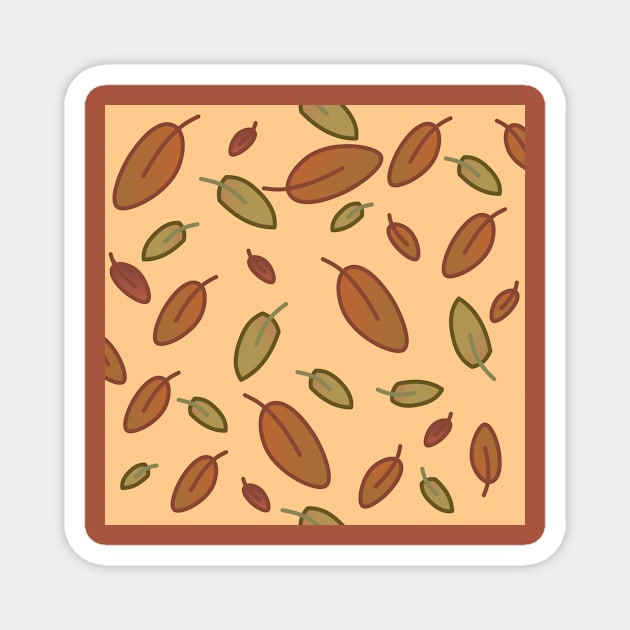 Orange fall leaves motif Magnet by GribouilleTherapie