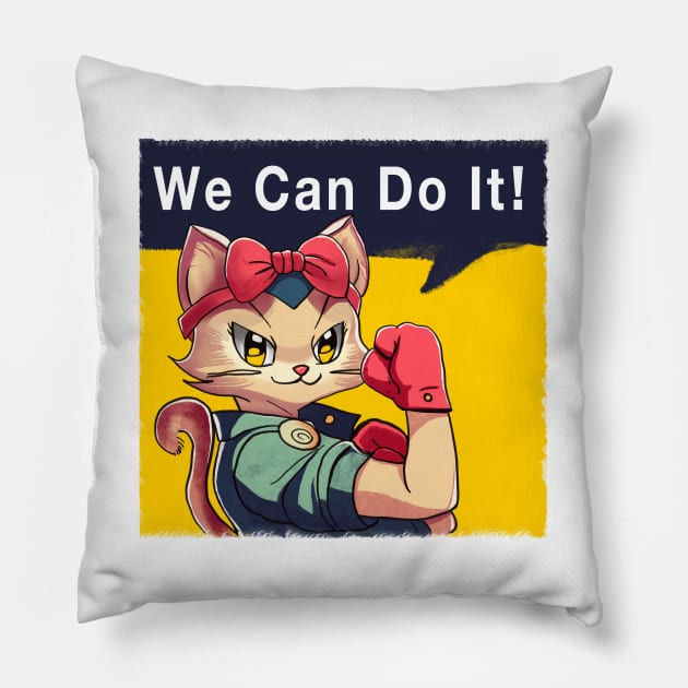 Rosie The Riveter - Cat Pillow by CreativeSage