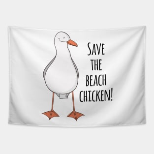 Save The Beach Chicken! Tapestry