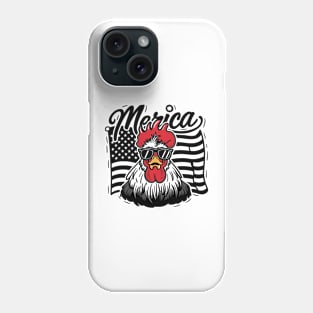 Patriotic chicken wearing sunglasses with the USA flag design for chicken lovers celebrating the 4th of July. Phone Case