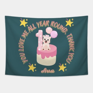 Happy birthday, child, child's year, child's birthday, first year of life, baby, little child Tapestry