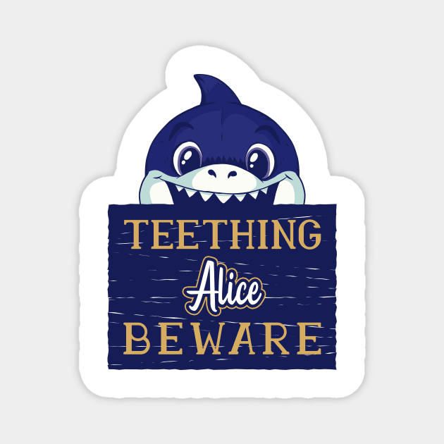 Alice - Funny Kids Shark - Personalized Gift Idea - Bambini Magnet by Bambini